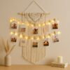 Boho macrame photo display